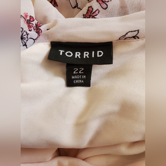 Torrid Blush Floral Chiffon Skater Dress Women's Size 22 Classic Boho Chic Retro - Picture 8 of 12